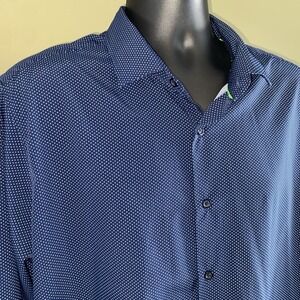 Tom Baine Performance Button Up Shirt Men`s XXL Slim Fit 4 Way Stretch LS